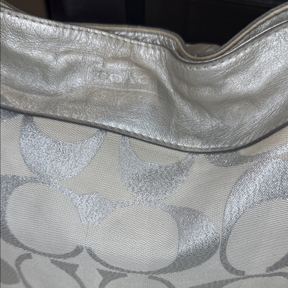 Coach Metallic Silver and Cream Shoulder Hobo Bag - Picture 4 of 16